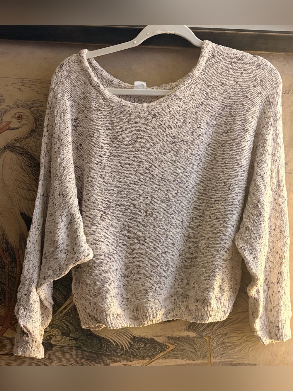 * Me to We Light Cream Speckled Wide Crewneck Cotton Sweater SZ Medium Large *